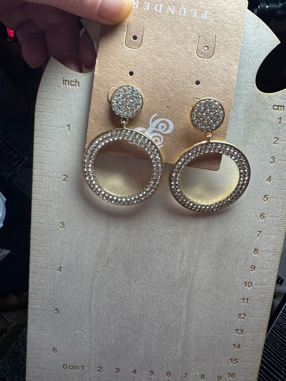 ★ Plunder Gold Tone Crystal Rhinestone Circle Drop Statement Earrings